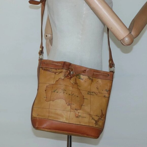 PRIMA CLASSE Shoulder Bag Leather PVC Beige Gold Auth am8596 - Picture 3 of 16